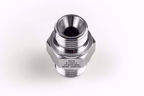 Afbeelding van Dubbel nippel 1/2" BSP Male, 60 graden conus