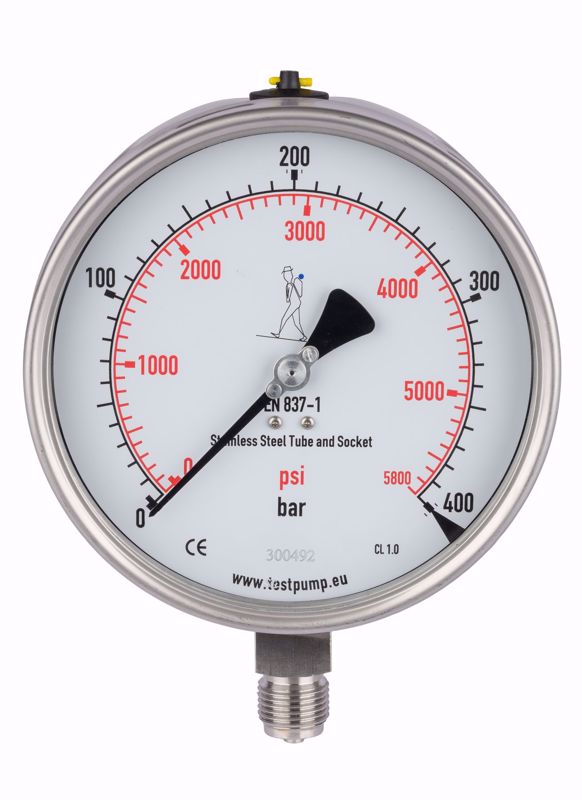 Afbeelding van 0-400 Bar Manometer, Ø150mm, 1%