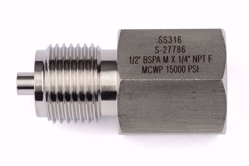 Picture of Adapter 1/2" BSP acc. EN 837 Male x 1/4" NPT Female