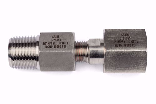 Picture of Adapter 1/2" BSP acc. EN 837 female swivel x 1/2"NPT male - Assembly